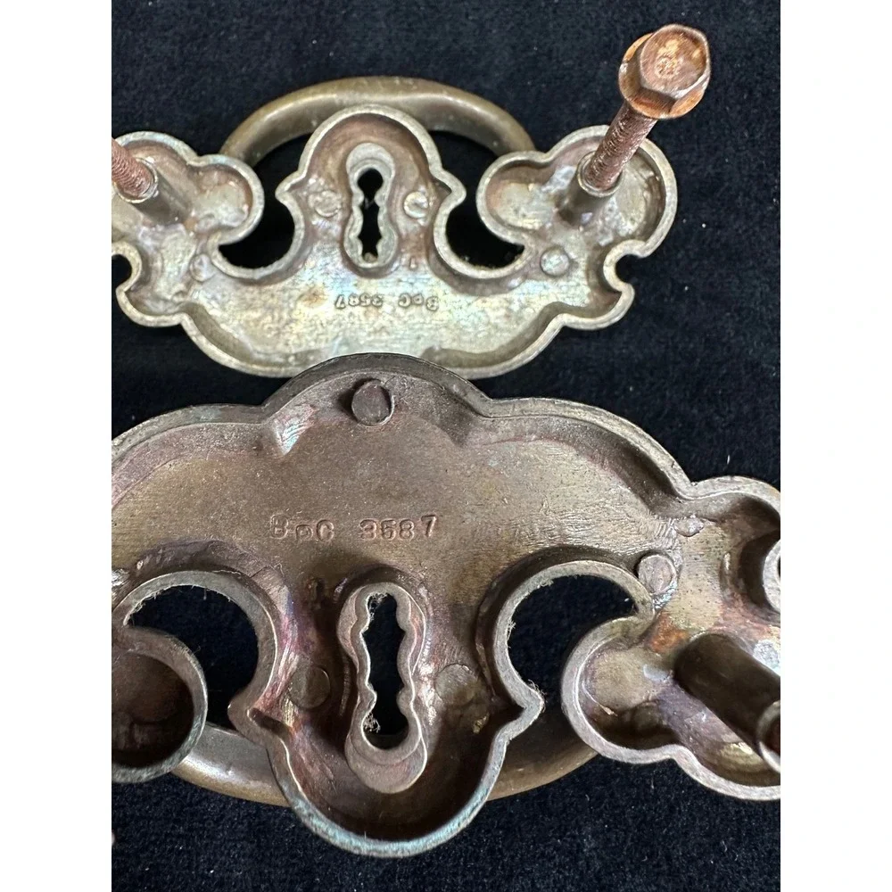Vintage Brass Drawer Pulls Vintage Hardware Keyhole Bail Pull MCM 3.5